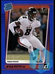 Kyle Pitts 2021 Donruss Rated Rookie Blue Press Proof RC Atlanta Falcons #260